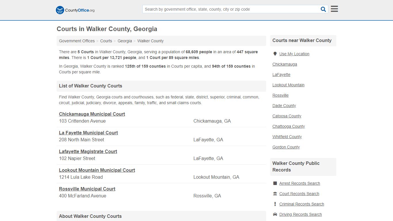 Courts - Walker County, GA (Court Records & Calendars)